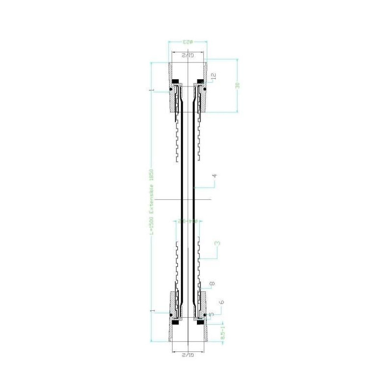 Rousseau Flexible shower 1.5-1.85m double stainless steel stainless st