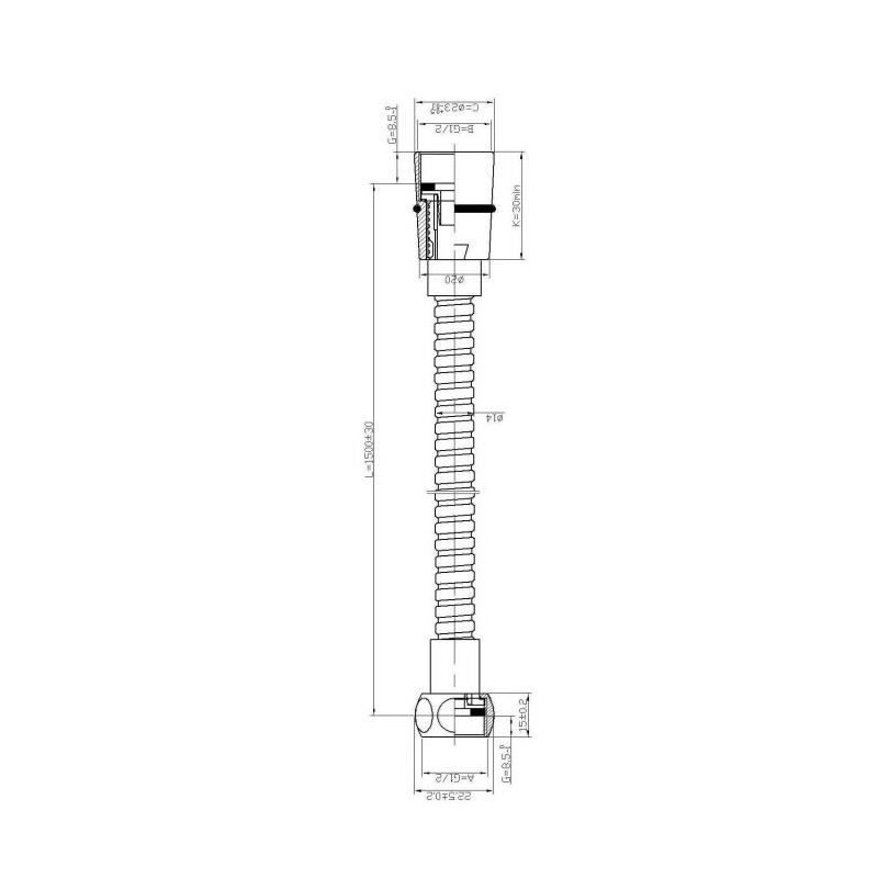 Rousseau Flexible shower 1.5m NF Double stainless steel stainless stee