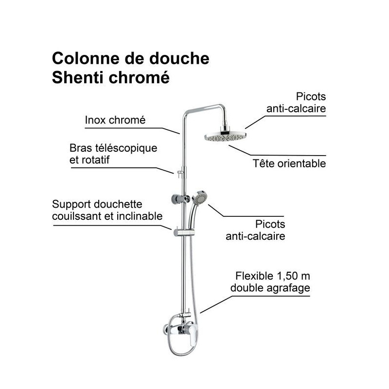 Rousseau Shower column with SHENENTI CHROME mechanical mixer faucet