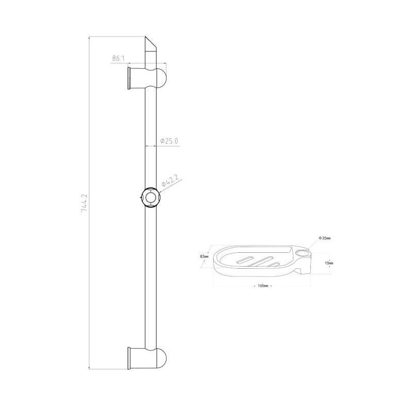 ROUSSEAU Shower rail without tap - Chrome