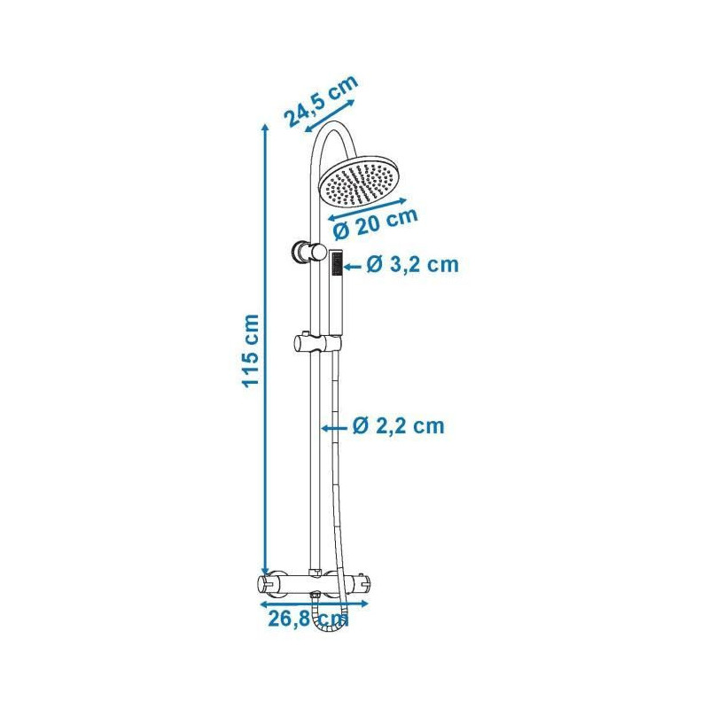 Rousseau Shower column with Loona thermostatic mixer faucet