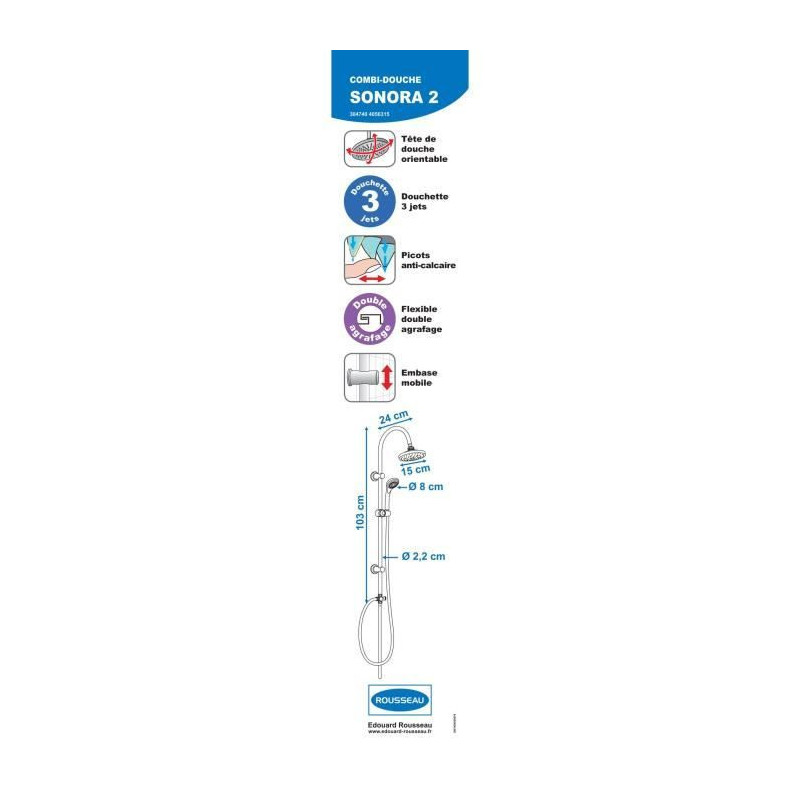 ROUSSEAU Shower column without tap Sonora 2