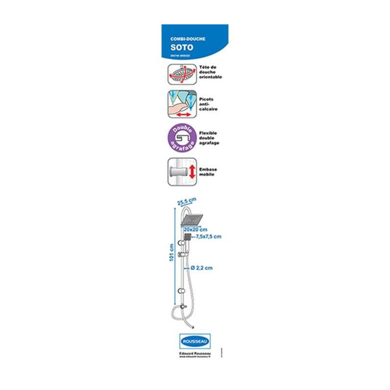 ROUSSEAU Shower column without tap Soto - Chrome