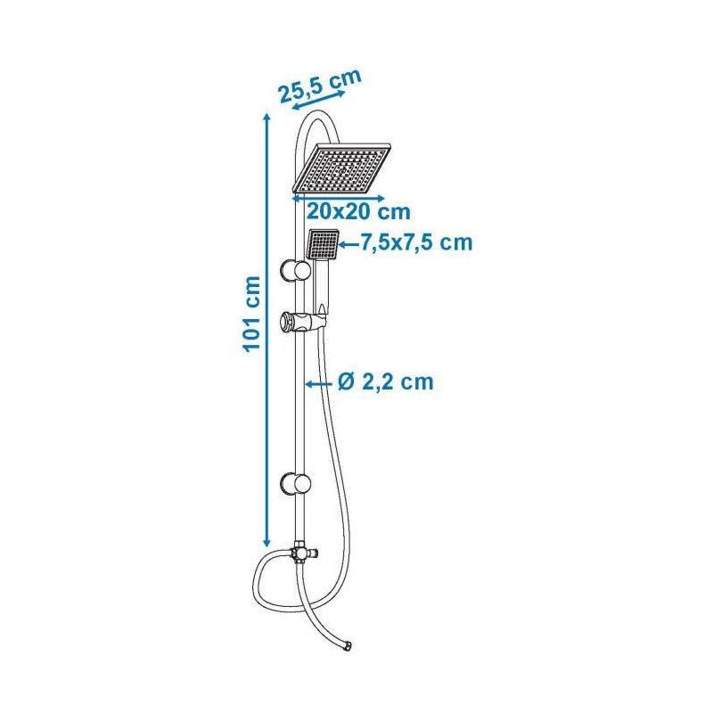 ROUSSEAU Shower column without tap Soto - Chrome