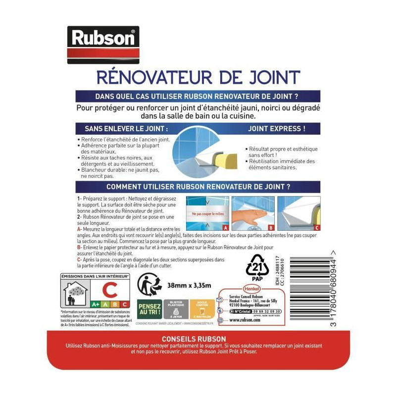SDB Saine Rénov'Joint Service Products - RUBSON - Roll - 38mmx3.35m