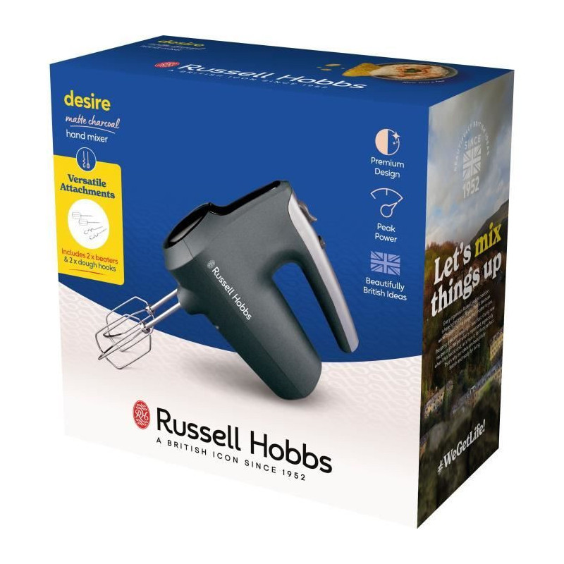 Hand mixer - RUSSEL HOBBS - Desire Matte Charcoal - 185 W - 5 speeds -