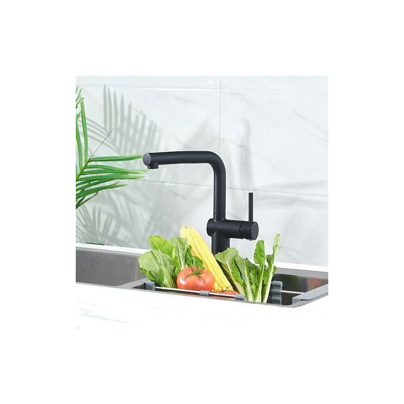 Edouard Rousseau - SQUARE Sink Mixer - Pull-out Spray - Black