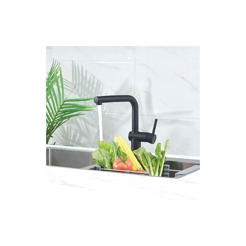 Edouard Rousseau - SQUARE Sink Mixer - Pull-out Spray - Black