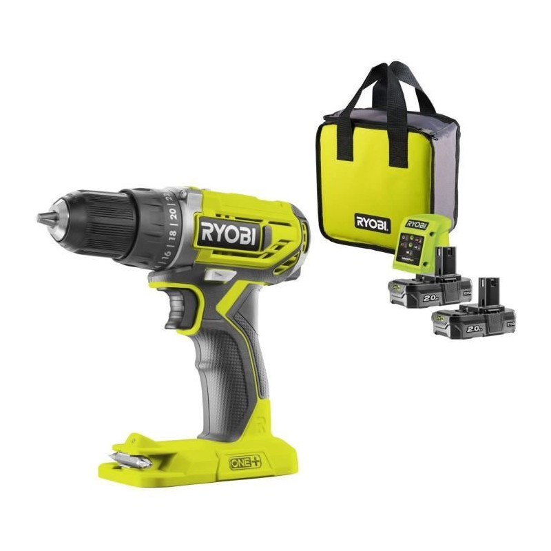 RYOBI - 18V ONE+ Compact Drill Driver - 2 x 2.0 Ah Lithium+ Batteries