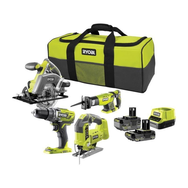 RYOBI One + Cordless 4-Tool Pack RCK184C-242S - Drill - 3 circular saw