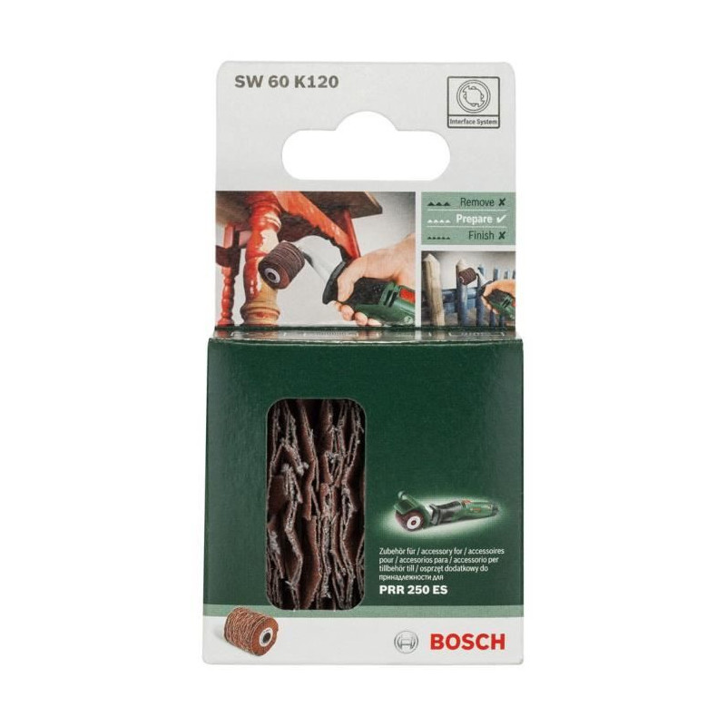 Bosch abrasive cylinder - (120 grain, 60mm roller width, flexible, acc
