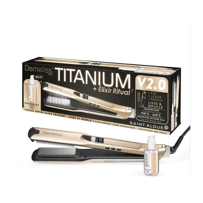 TITANIUM V2 ELIXIR RITUAL DEMELISS steam straightener box - 5 temperat