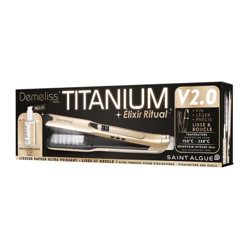 TITANIUM V2 ELIXIR RITUAL DEMELISS steam straightener box - 5 temperat