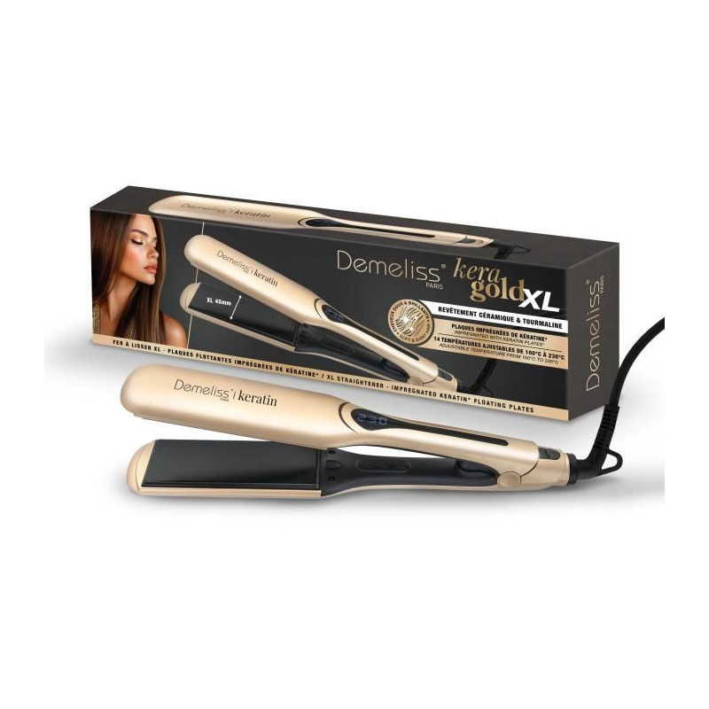 Straightener - SAINT ALGUE - Demeliss Kera Gold XL - Wide plates 45 mm