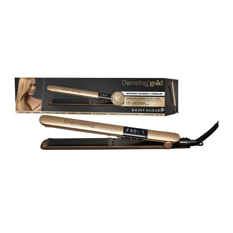 SAINT ALGUE 3963 - Demeliss GOLD hair straightener - Ceramic coating -
