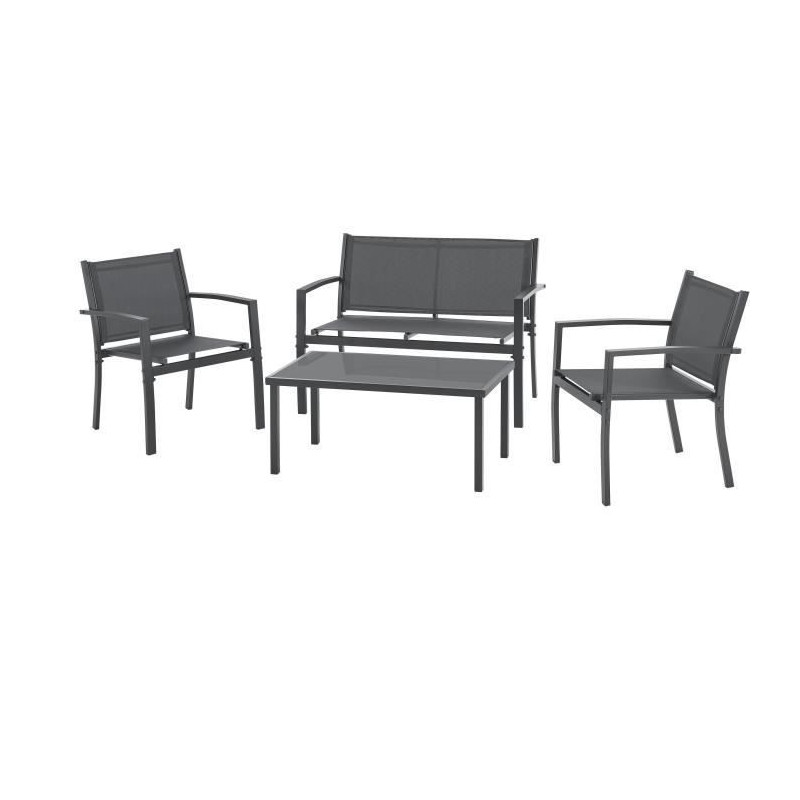 Garden furniture - Steel structure - 4 people - Grey