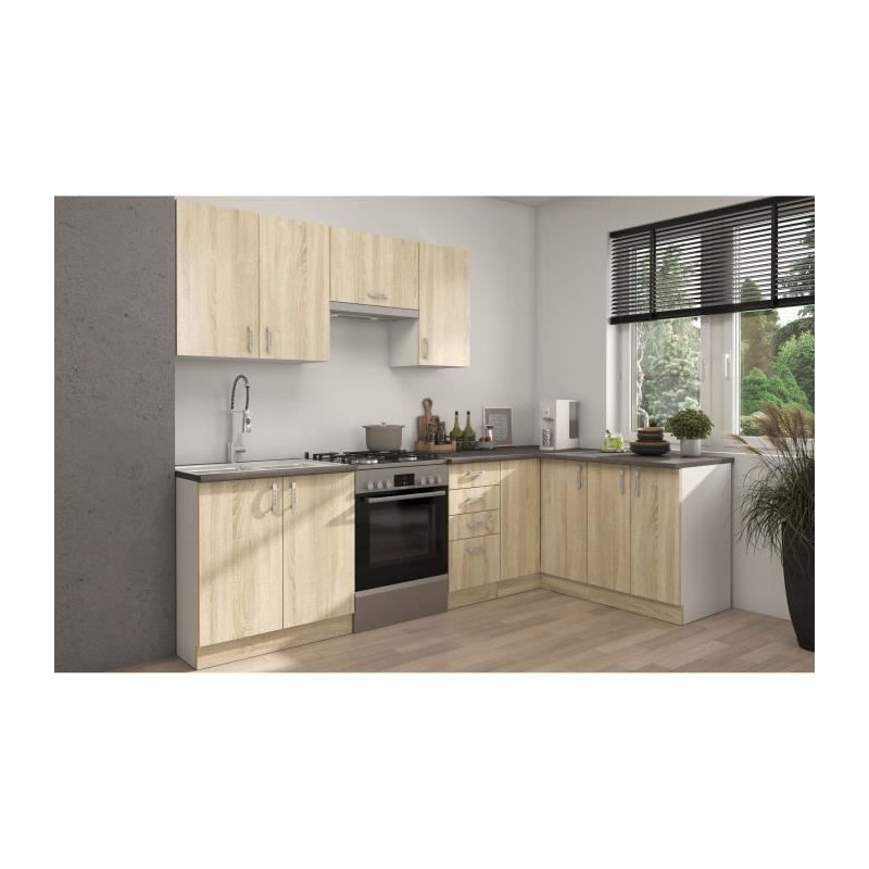 SARA high cabinet - 2 doors - Sonoma oak decor - L60xD31xH71.5 cm - Ma