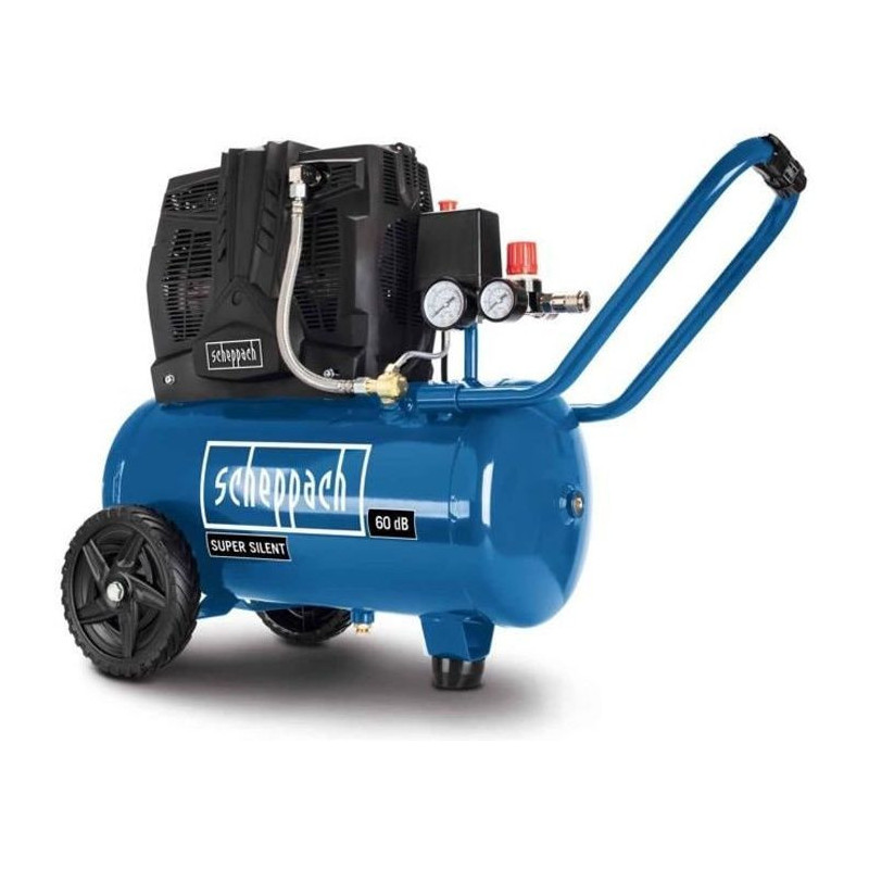 Silent horizontal two-cylinder air compressor Scheppach HC25Si - 24 L