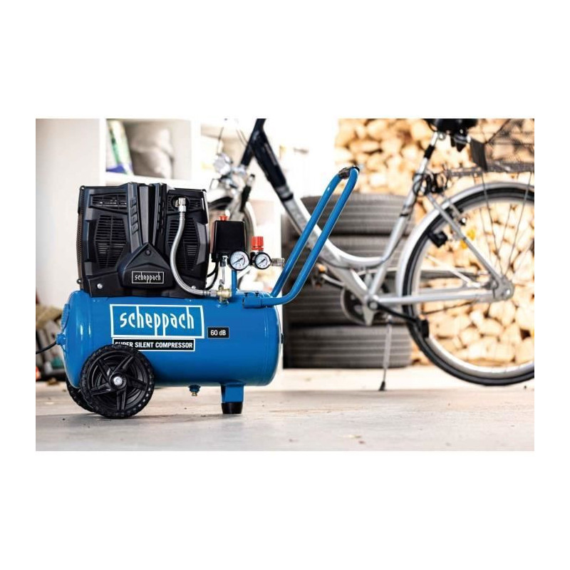 Silent horizontal two-cylinder air compressor Scheppach HC25Si - 24 L