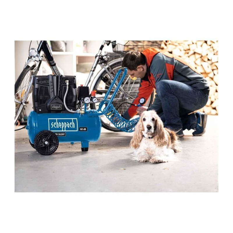 Silent horizontal two-cylinder air compressor Scheppach HC25Si - 24 L