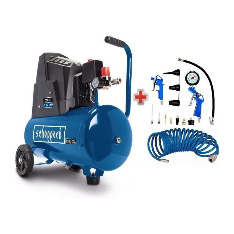 Horizontal air compressor Scheppach HC30o - 24L - 110 W - 8 bars (Deli