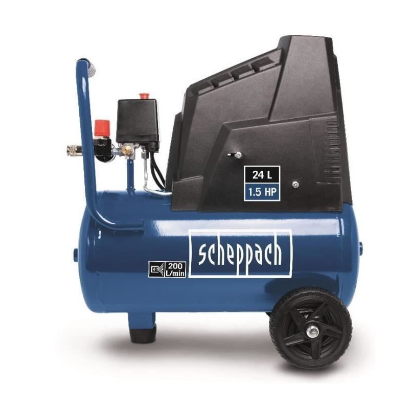 Horizontal air compressor Scheppach HC30o - 24L - 110 W - 8 bars (Deli