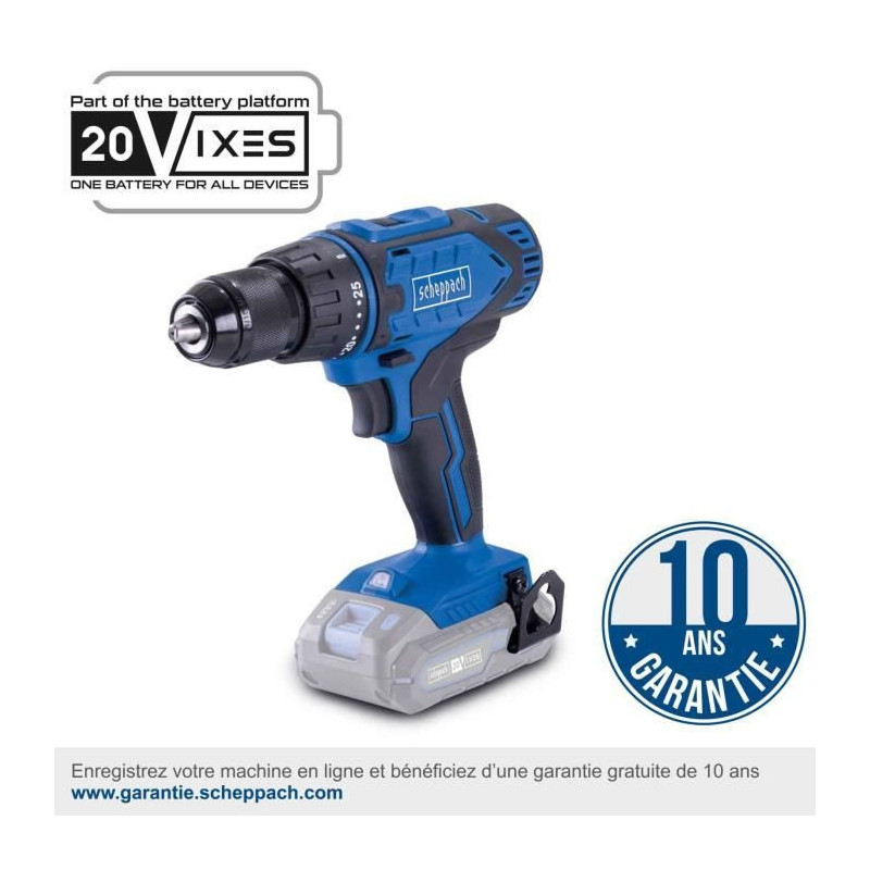 SCHEPPACH drill-screwdriver - 20V IXES - 50 Nm 13mm chuck + 2 batterie